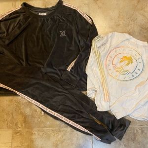 Hurley sweatsuit and Ripcurl long sleeve t-shirt